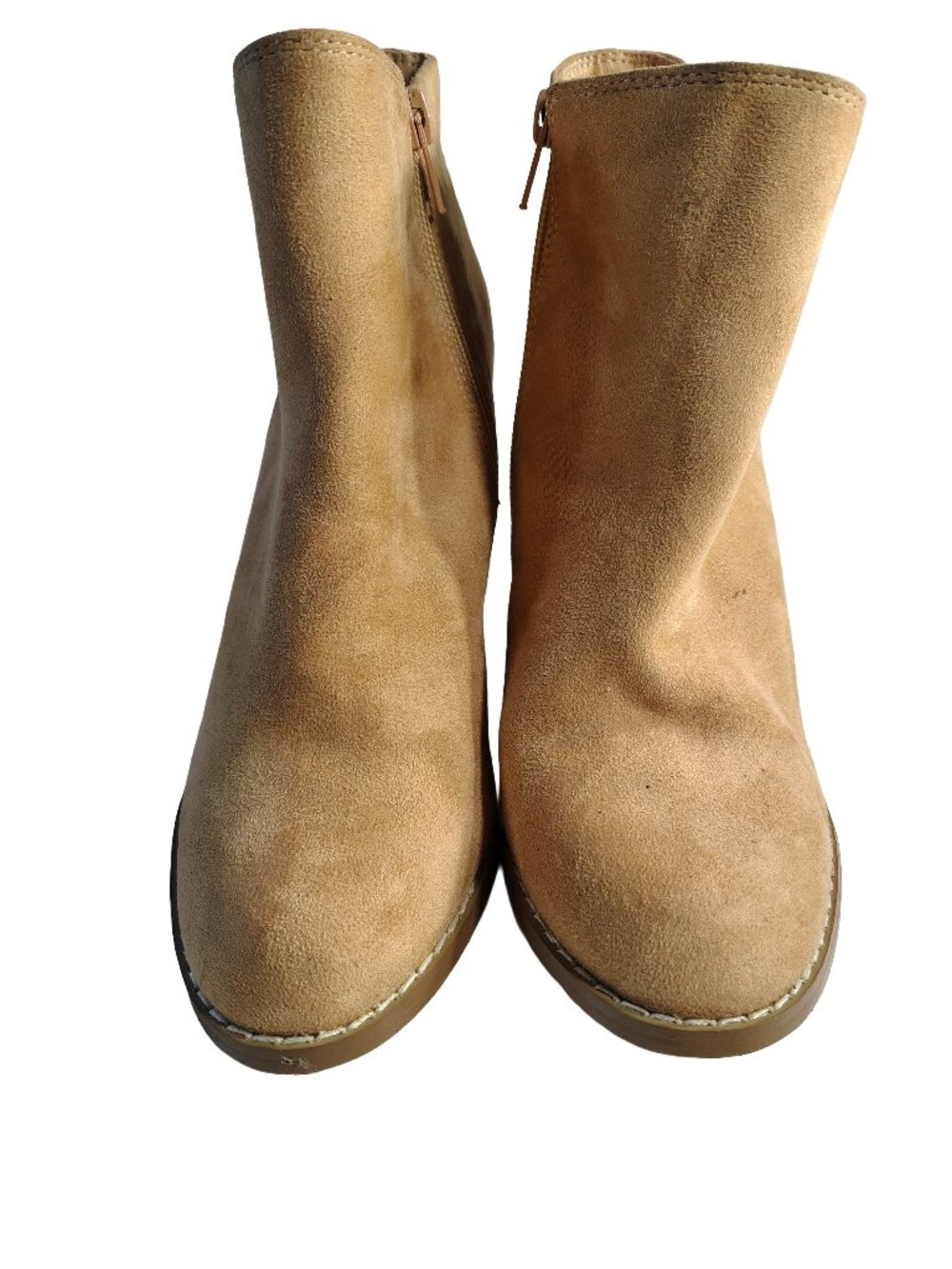 Women's Size 6.5 Light Brown Suede Unbranded Zip-Up Wedge Ankle Boots
